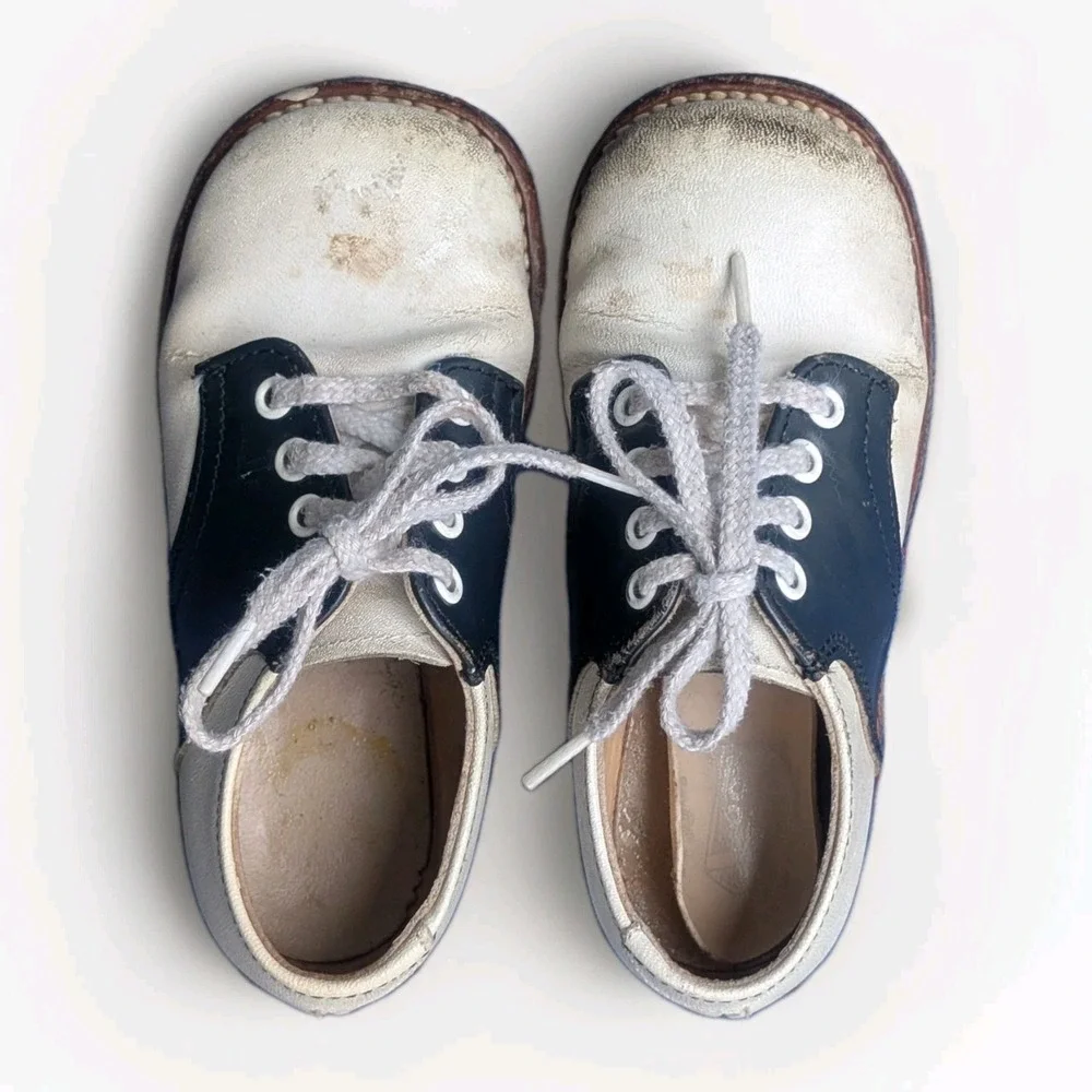Ruggies Vintage Leather Oxford Childs Shoes, Boy/Girl Size 7D Made In USA